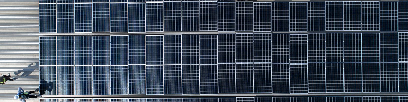 Aerial view of solar on industrial building