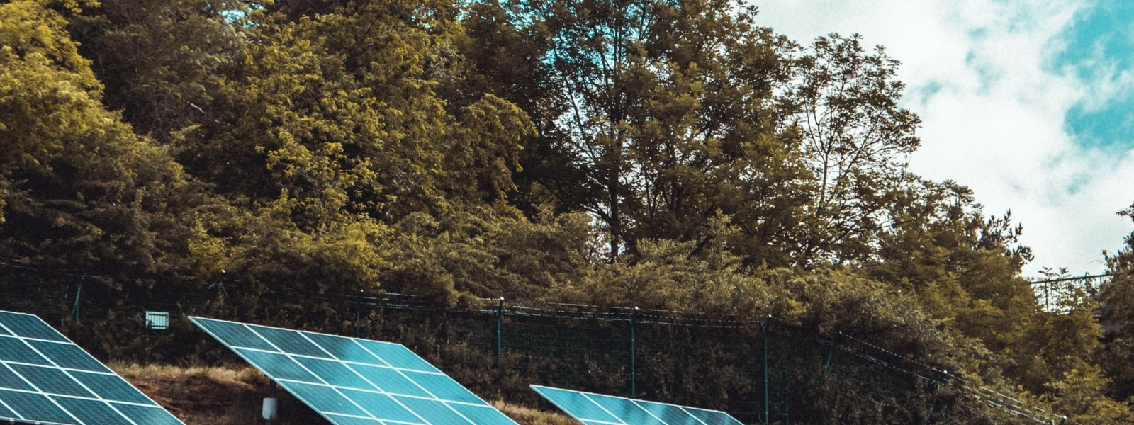 Solar panels outdoor on a hillside